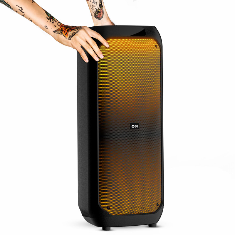 GOBOULT Partybox X80 Dynamic RGB Light, 80W, Karaoke Mic, Dual Dynamic Driver, LED Panel 80 W Bluetooth Party Speaker(Jet Black, Stereo Channel)