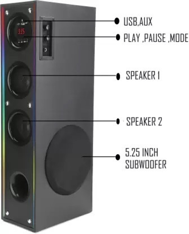 liluns 234EWR 100W Bluetooth Tower Speaker (Black, 3 Channel)