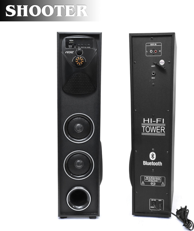 FINE DJ Multimedia Speaker with Bluetooth, USB, FM AUX 80 W Speaker 80 W Bluetooth Tower Speaker(Black, Stereo Channel)