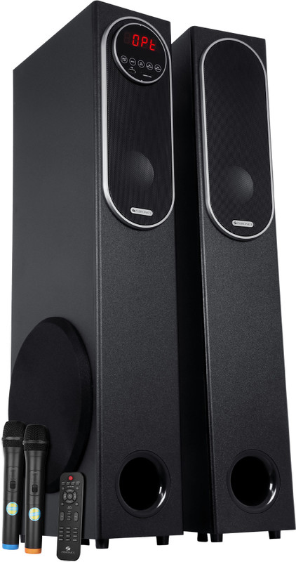 ZEBRONICS Zeb-BTM9801RUCF Touch Control, Karaoke, Dual Wireless Mic, Powerful Bass, 120 W Bluetooth Party Speaker(Black, Stereo Channel)