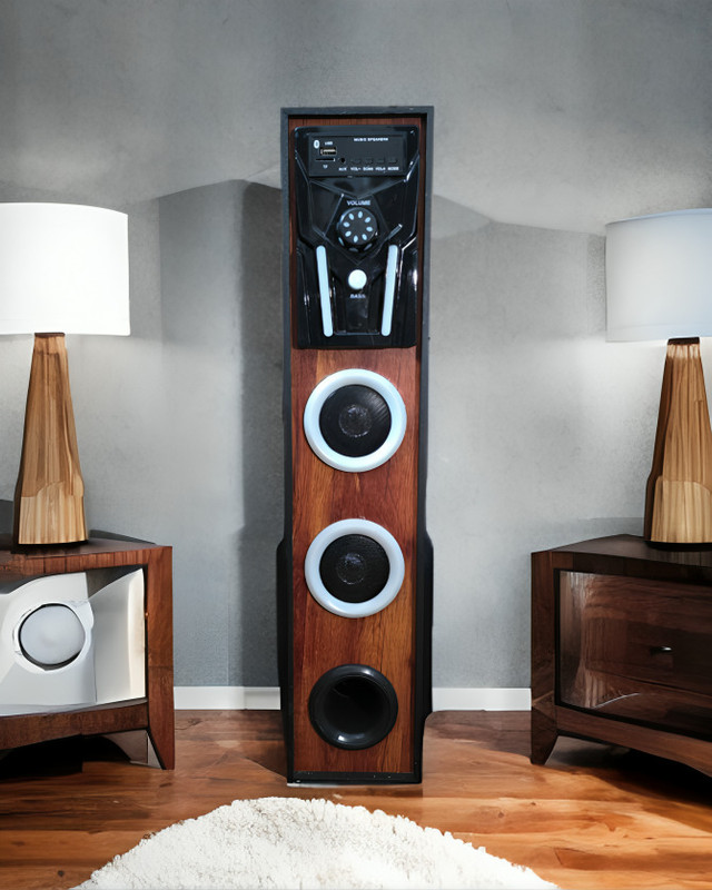 FITEDGE Smart Multimedia Tower Bluetooth Speaker 8 inch Woofer Driver with Digital FM 230 W Bluetooth Tower Speaker(Black, WOOD, BROWEN, 2.1 Channel)