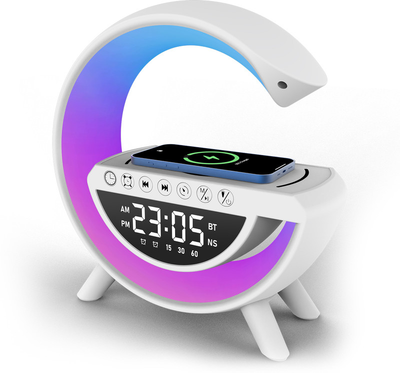 SnapUp Groove G RGB Lights Wireless Charging Alarm 5-In-1 Playback TYPE C BOOM SOUND 5 W Bluetooth Speaker(White, Stereo Channel)