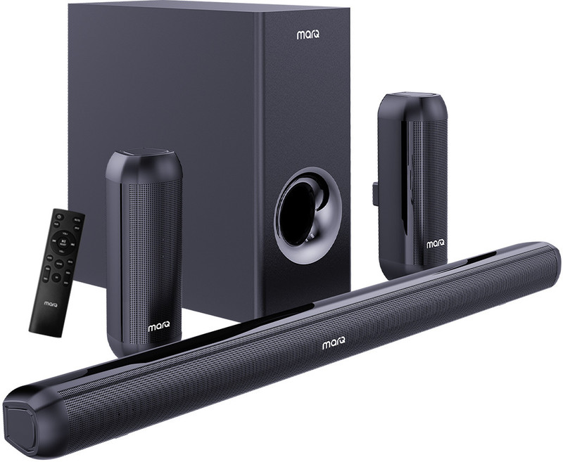 MarQ by Flipkart Thunder 350, 350 Watts, 5.1 Channel, Immersive cinematic experience, EQ Modes 350 W Bluetooth Soundbar(Black, 5.1 Channel)