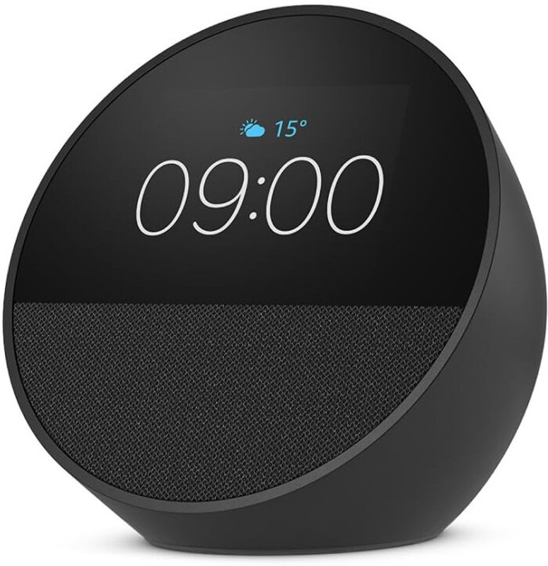 Alexa Echo Spot (2025 release), Smart alarm clock with vibrant sound and Bluetooth with Alexa Assistant Smart Speaker(Black)
