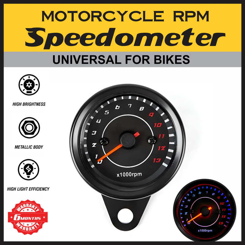 OBEROI'S TRADERS Motorcycle Stainless Steel RPM Speedometer With Led Backlight Analog Speedometer(Universal For Bike Universal For Bike)