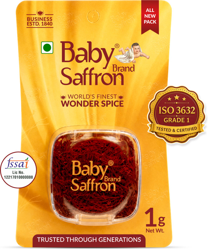 BABY BRAND SAFFRON Mongra Kesar/Kumkumapuvvu For Food, Pooja, Pregnant Women| Grade1 ISO3632 Tested(1 g)