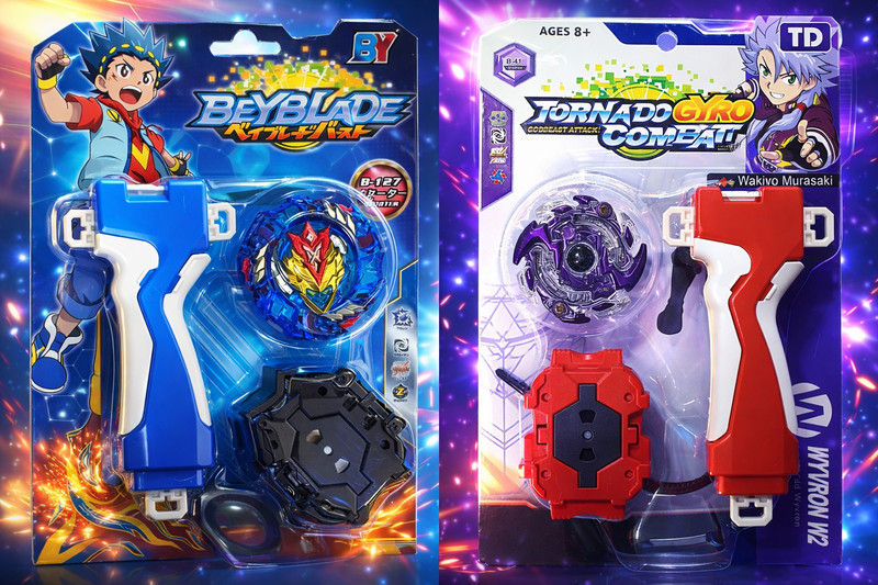 AZAD57 Beyblade Cho Z God Valtryek B-127 & Wild Wyvron B-41 Spinning Top Combo+Launcher(Blue, Purple)