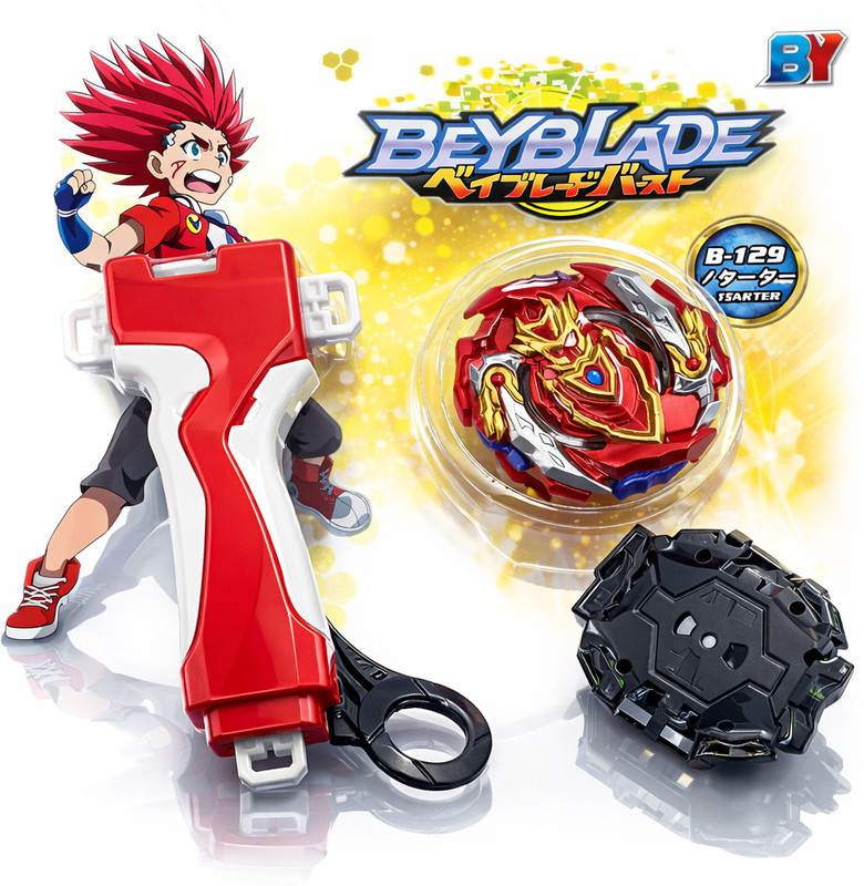 AZAD57 Beyblade Burs' Cho Z Achilles B-129 Starter Spinning Top with String Launcher(Red, Gold)