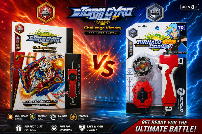 AZAD57 Beyblade Sieg Xcalibur B-92 & Zillion Zeus B-59 Combo with Launchers(Blue, Red, Black)