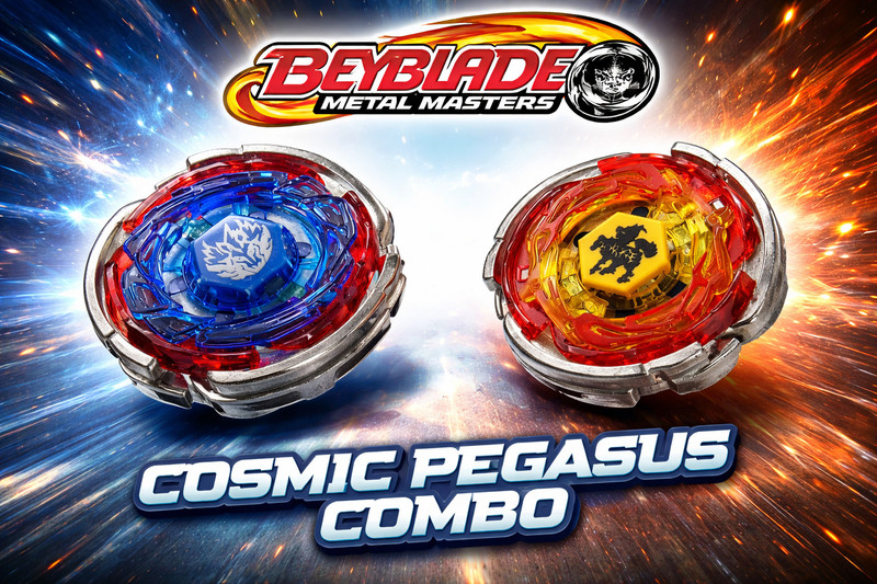 AZAD57 Beyblade Metal Masters 4D System Fusion Pegasus BB-105 & BB-107 Bang Combo(Blue, Yellow)