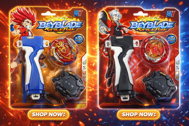 AZAD57 Beyblade Burs' Cho-Z Achilles B-129 & Lord Spryzen B-128 Spinning Top Combo(Gold, Red)