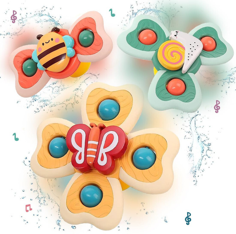 GRANTHI ENTERPRISE 3pc Cute Colorful Suction Fidget Spinner Toy for Baby Bath, Water Toys For Kids(Multicolor)