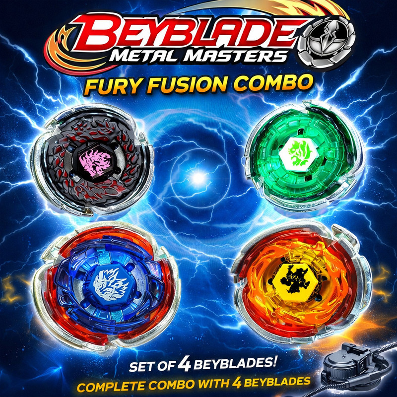 AZAD57 Beyblade Metal Masters Bang Pegasus & L-Drago Destruction Combo with Launcher(Blue, Black, Yellow, Green)