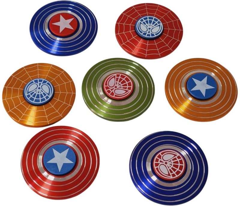 BRAND HOME Round Captain America Finger Gyroscope Spinner Fidget Metal Stress Relieve Toys(Multicolor)