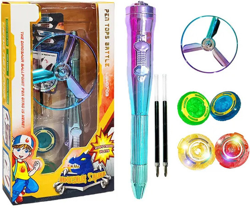 Sanchi Creation Secret Gyro Pen Set with 5 Beyblades and 2 Refills for Kids, Launch spinners(Multicolor)