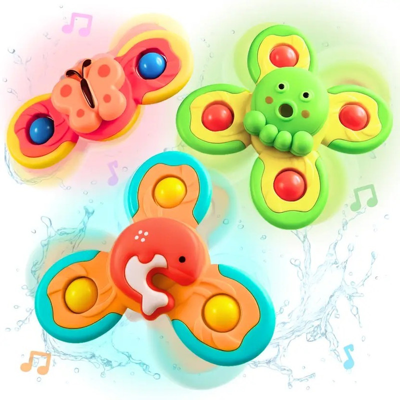 ZUNBELLA 3pcs Suction Fidget Spinner Toy for Baby Bath, Water Toys For Toddlers & Kids(Multicolor)