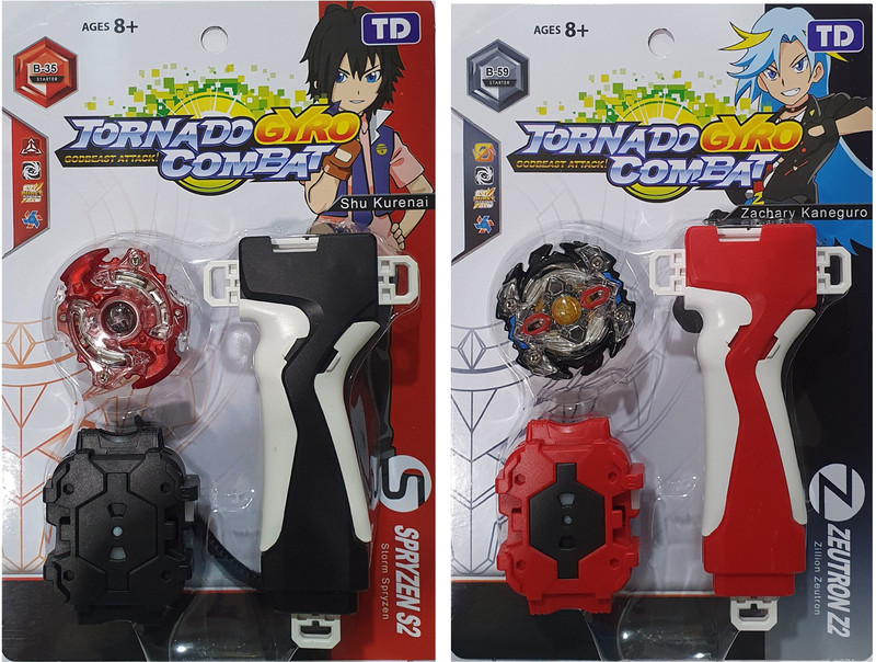 AZAD57 Beyblade Series Storm Spriggan B-35 and Zillion Zeus B-59 Spinning Top 2 in 1(Black, Red)