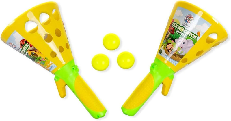 ParshvGroups Click & Catch Plastic Twin Ball, Pop and Catch Launcher Basket Toy Set(Multicolor)