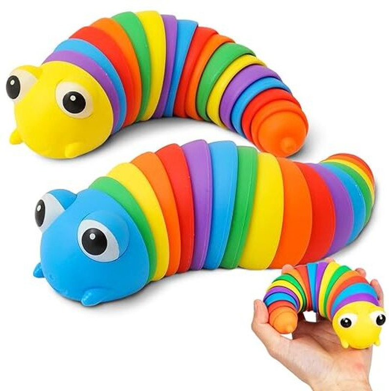 DMCART Rainbow Stretchy Caterpillar Fidget Toy Sensory Stress Relief for Kids(Multicolor)