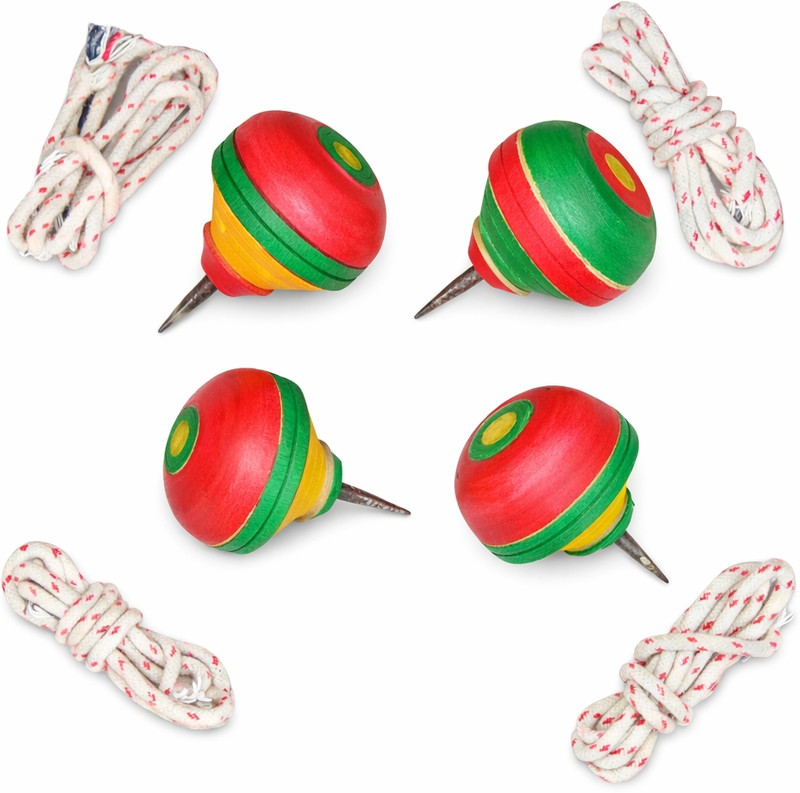 SHIVSHAKTI Wooden Lattu Spining Toy Pack of 4(Multicolor)