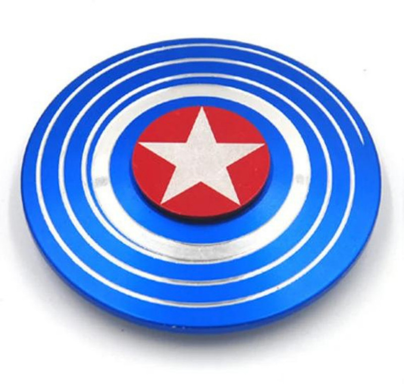 KARBD Captain America Shield Fidget Spinner Ultra Speed Metal Wind Spinner Toy(Blue, Red)