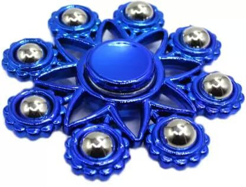 ParshvGroups Metal Spinner, Fidget Spinner,Blue Flower Design (Pack of 1)(Blue)