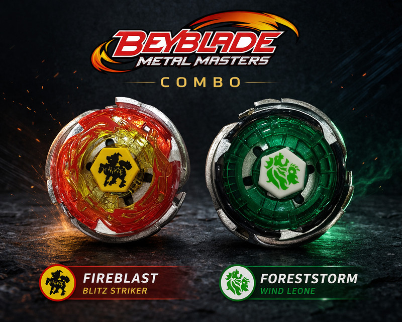 AZAD57 Beyblade Metal Masters Fury 4D System Pegasus BB-107 & Fang Leone BB-106 Combo(Green, Yellow)