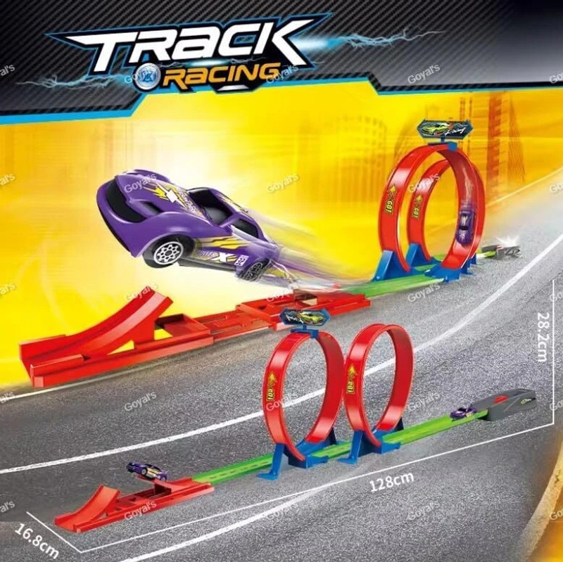 Goyal's Double Loop Track Racer 360° Spin Way Launcher Car Toy Set for Kids(Multicolor)