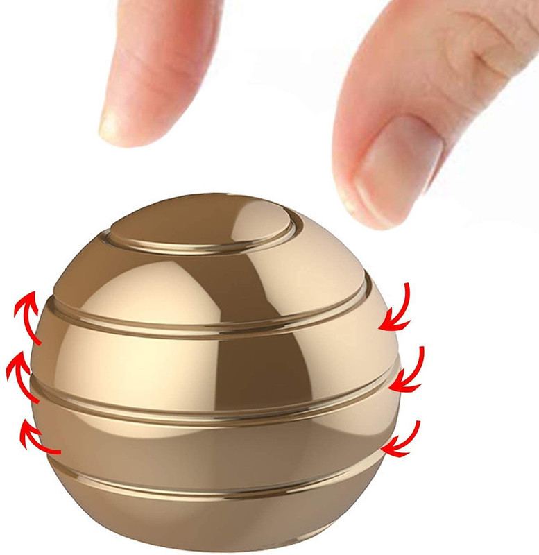 TRU TOYS Desktop Ball Transfer Gyro Aluminum Alloy Kinetic Desk Toy Stress Relief Gadgets(Gold)