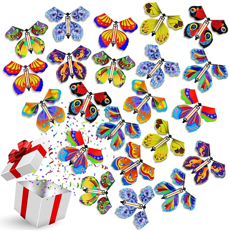 TRU TOYS Magic Fairy Flying Butterfly Wind-up Toy for Surprise Gift/Party/Play (10 Piece)(Multicolor)