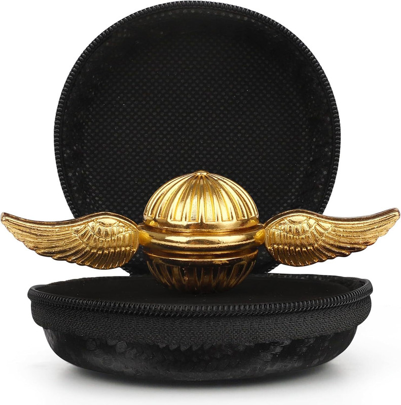 TOYRENTTO golden winged sphere metal fidget spinner with protective carrying case(Gold)
