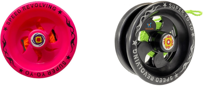 Shivsoft Plastic Figid High Speed Yoyo with Bearing (Pink and Black) Pack of 2(Multicolor)
