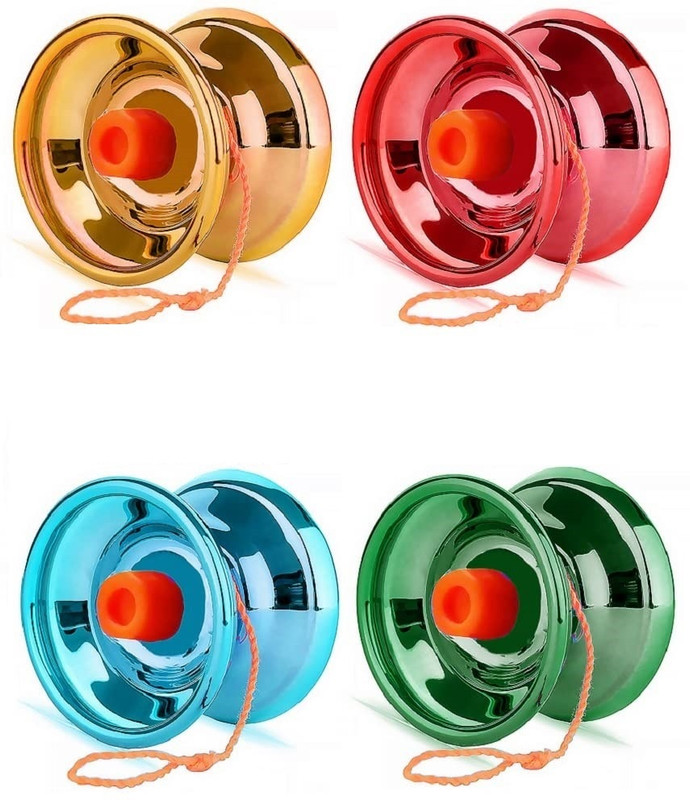 mnr Magic Metal YoYo Spinner Metallic Finish Yo-Yos Ball Kids Adults Beginner-4PCS(Multicolor)