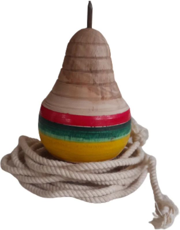D'Mega Mart Bhavara Wooden Desi set of Two Spinning Tops with strings Lattoo(Multicolor)