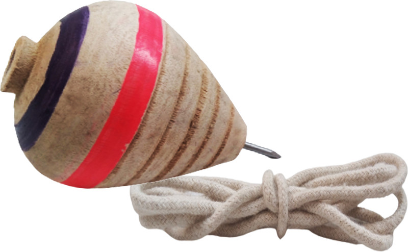 Jiyansh Traders 01 Piece Wooden Lattu Spinner Toy OR Wooden Round Spinning Top With Thread(Multicolor)