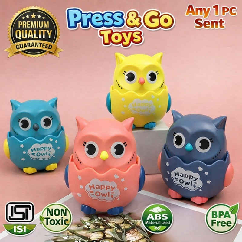 LV TOYS Press and Go Owl Toy Car for Kids Friction Powered Toy Random Color 1pcs(Multicolor)