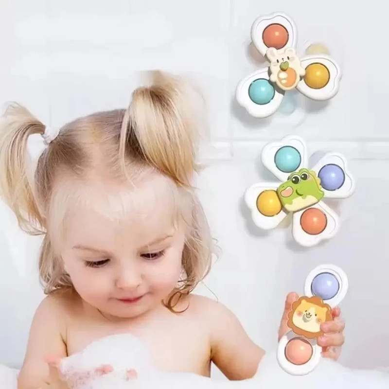 Super Toy 3 Pc Suction Fidget Spinner Bath Toy for Kids,Sensory Rattle,Birthday Gift(Multicolor)