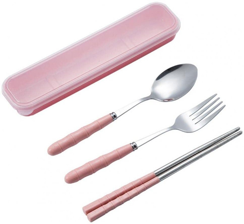 Inovera 3-Piece Cutlery Set: Spoon, Fork, Chopsticks with Case - Reusable & Portable Plastic, Steel Cutlery Set(Pack of 1)