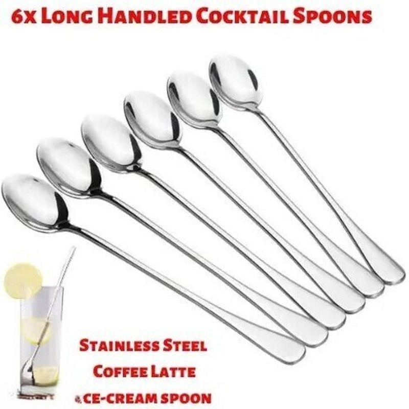 Brandees Pack of 6 pieces Premium High Quality Stainless steel soda spoon set Stainless Steel Ice Tea Spoon Set(Pack of 6)
