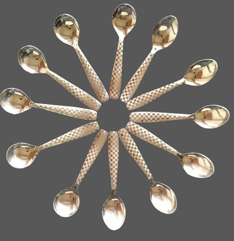 Finner Premium Spoon for Desert ice-Cream Cake High Gloss Finish| Stainless Steel Dessert Spoon Set(Pack of 12)