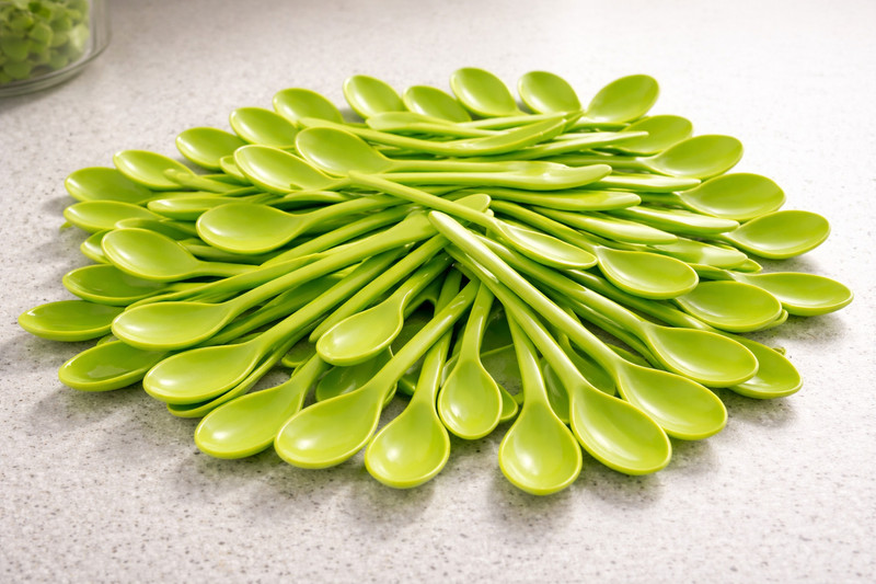 STREPTO 40 GREEN SPOON Disposable Plastic Coffee Spoon Set(Pack of 40)