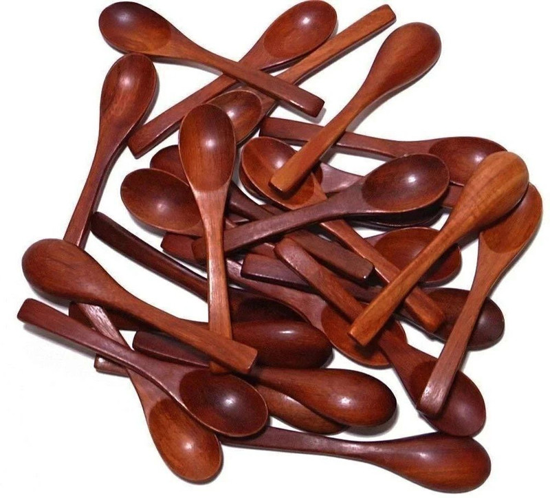 Ruby Perl Masala Ice-Cream Sugar Salt Small (10 pcs) Wooden Table Spoon,Tea Spoon,Sugar Wooden Serving Spoon Set(Pack of 10)