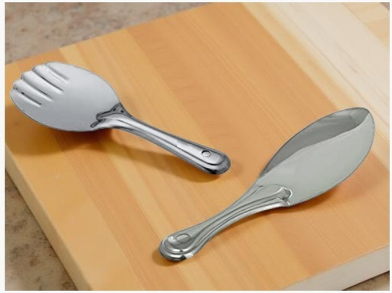 Haniza 1 rice serving spoon & 1 salad serving spoon Stainless Steel Measuring Spoon Set(Pack of 2)