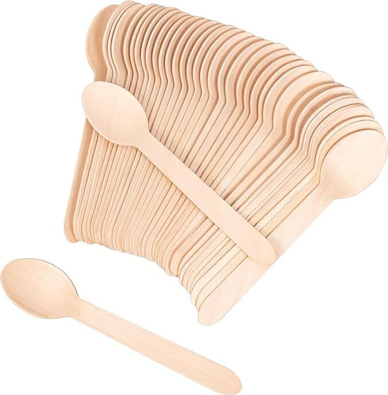 Dayal Spoon Disposable Bamboo Dessert Spoon Set(Pack of 100)