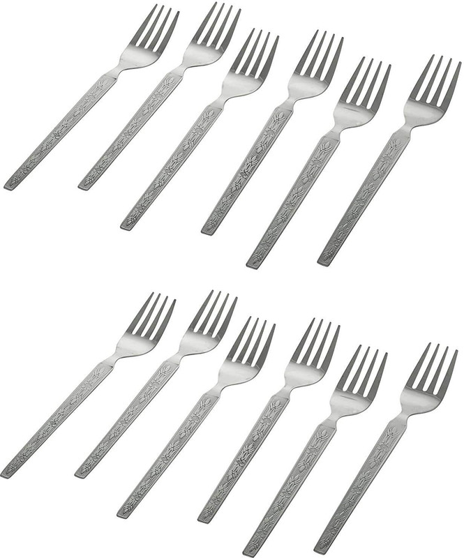 GPTRADE 12PCs Dinner Forks Dessert Fork|Salad Fork| Fruit Fork| Kanta Spoon 6 Inch Stainless Steel Table Spoon(Pack of 1)