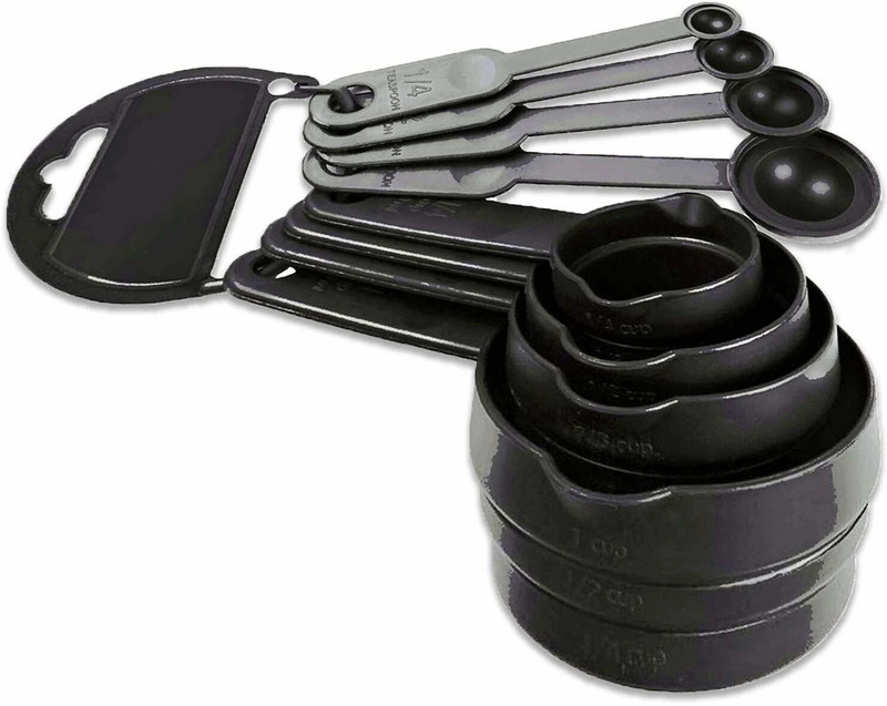 AMAZEE 8 pcs Measurement Cups and Spoons Set Measurement Cups for Baking cake Measurement Cups and Spoons Set for baking Measurement in Grams Cooking Measurements Set Cooking Measurements Set- 4 Cups & 4 Spoons (Black) Plastic Measuring Spoon(Pack of 1)