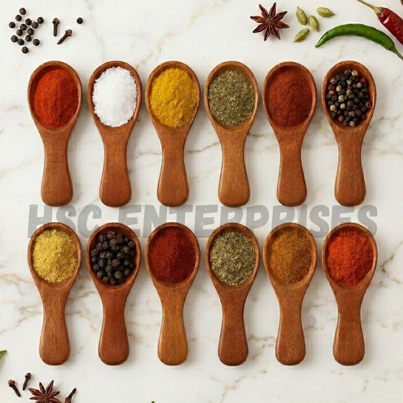 HSC Enterprises Wooden Mini Masala & Tea Spoon Set | 12 Pcs Pack Disposable Wooden Sugar Spoon Set(Pack of 12)