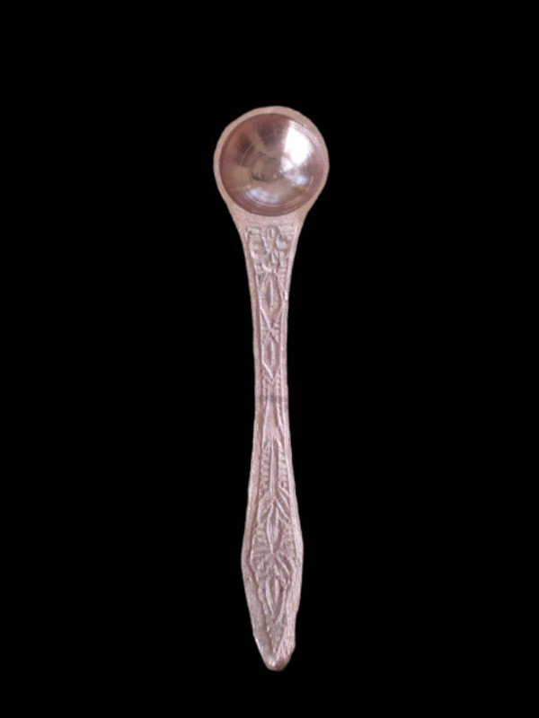 HOIVA Handmade Achmani Pooja Spoon for Home and Temple Puja - 6 inch Brass Measuring Spoon(Pack of 1)