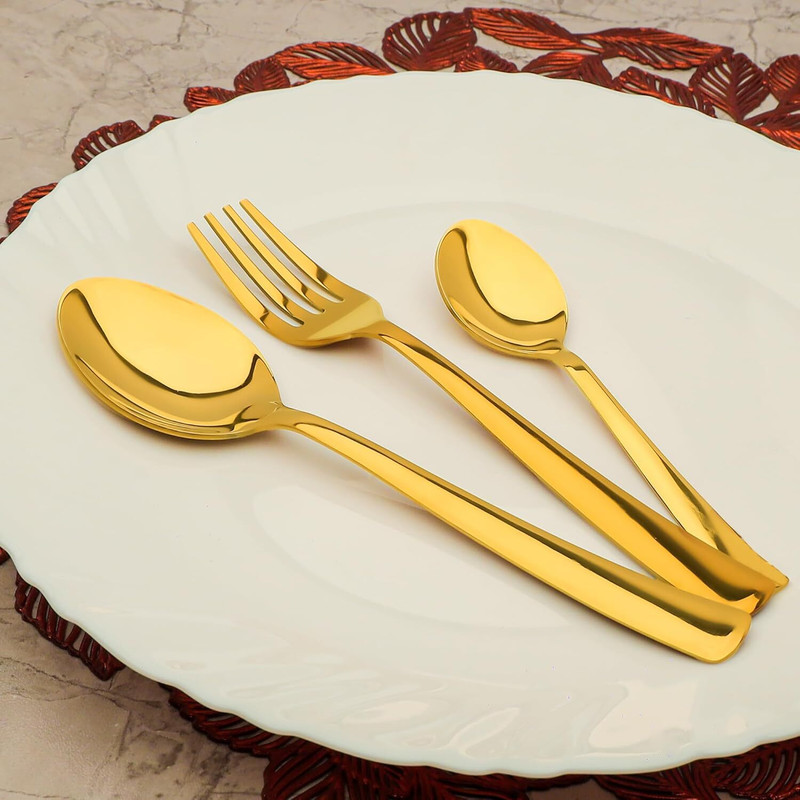 VishList VishList Premium Golden Spoon , Fork & Butter Knife Stainless Steel Table Spoon Set(Pack of 3)