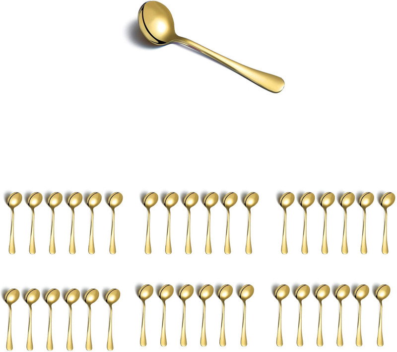 Lellow Set of 18 Luxury Golden Stainless Steel Titanium Shiny Gold Plating Round Spoons Stainless Steel Measuring Spoon Set(Pack of 18)
